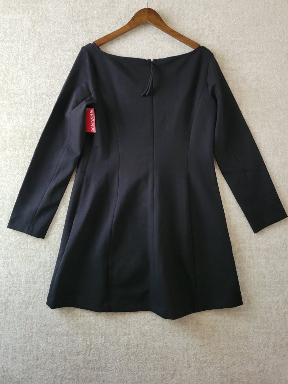 SPANX Ballet Ponte Mini Dress Large Womens Black Flared Skirt Long Sleeve NWT - Picture 5 of 15